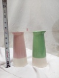 QTY 1 each Pink and green ceramic vase