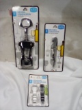 Deluxe Corkscrew, Waiter’s Corkscrew, & Keychain Bottle Openers.