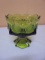 Vintage Fostoria Olive Green Coin Glass Compote