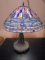 Gorgeous Metal Base Leaded Glass Shade Table Lamp w/ Dragonflies