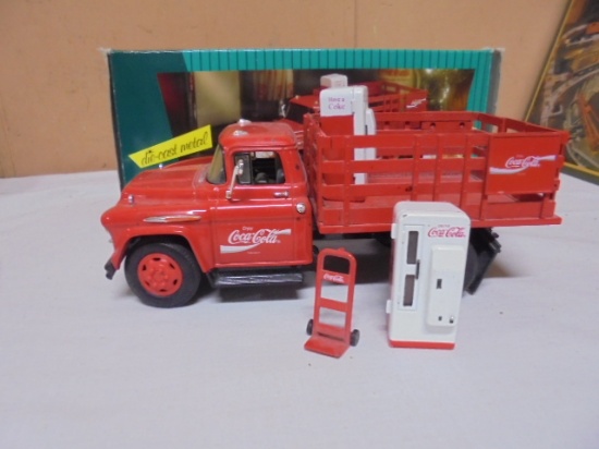 Die Cast Coca-Cola Stake Truck w/ 2 Machines & Hand Truck