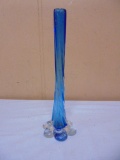 Blue Art Glass Twist Vase