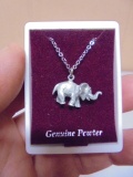 Ladies Pewter Elephant Pendant & Necklace