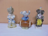 3pc Group of Vintage Jim Beam Elephant Decanters