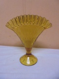 Vintage Fenton Amber Glass Fan Vase