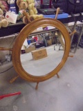 Beautiful Large Oak Ships Wheel Wall Mirror