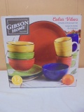 Brand New Gibson Home Color Vibes 12pc Dinnerware Set