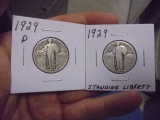 1929 D Mint & 1929 Silver Standing Liberty Quarters
