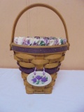 1994 Longaberger Lilac May Series Basket w/ Liner-Protector-Tie On