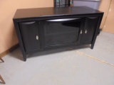 Solid Wood Flat Panel TV Stand/Cabinet w/ Beveled Glass Door