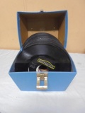 Large Group of 45 RPM Records in Carry Case