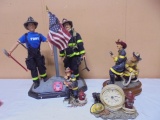 Group of Firefighters Figurines & Clock