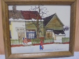 H. Hargrove Framed School House Canvas Print