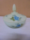 Hand Painted & Signed Fenton Covered Dish