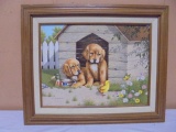 C. Carson Framed Canvas Puppy Print