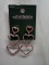 QTY 1 set of dangle heart trio earrings