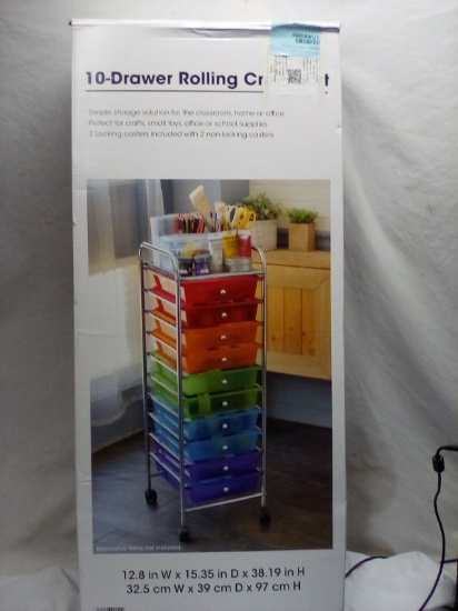 10 Drawer Rolling Craft Cart 12.8in W x 15.35in D x 38.19 H
