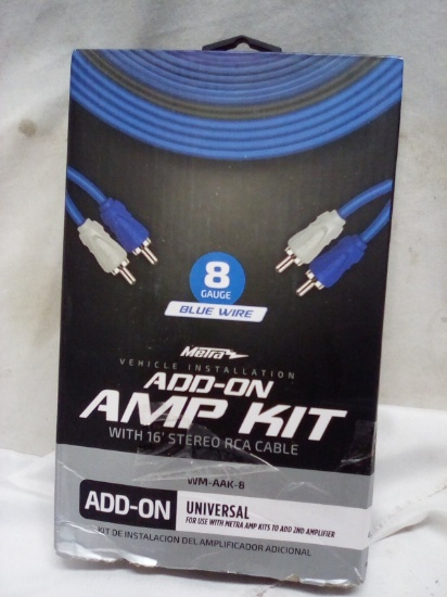 QTY 1, Add on AMP KIT, 8 guage blue wire, Universal