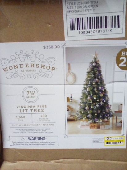 Wondershop 7 ½ Ft Virginia Pine Pre-lit Christmas Tree