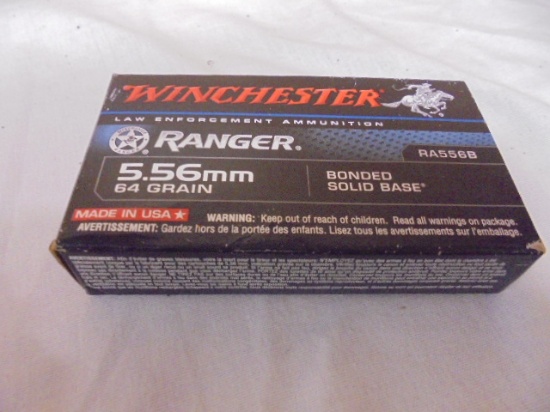 20 Round Box of Winchester Ranger 5.56mm Law Enforcement