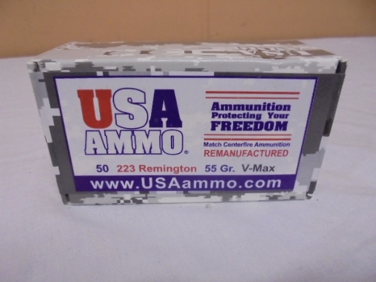 50 Round Box of USA Ammo Reman. .223 Remington Rifle Cartridges