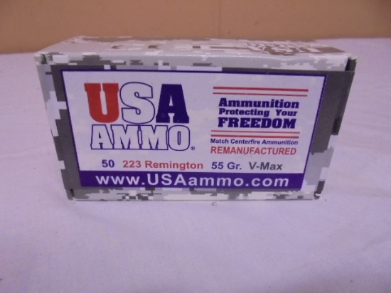 50 Round Box of USA Ammo Reman. .223 Remington Rifle Cartridges