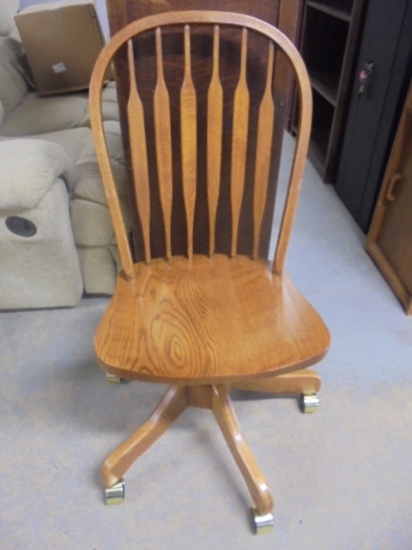 Solid Oak Rolling Office/ Desk Chair