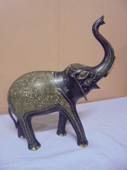 Beautiful Etched Brass Elephant Statue