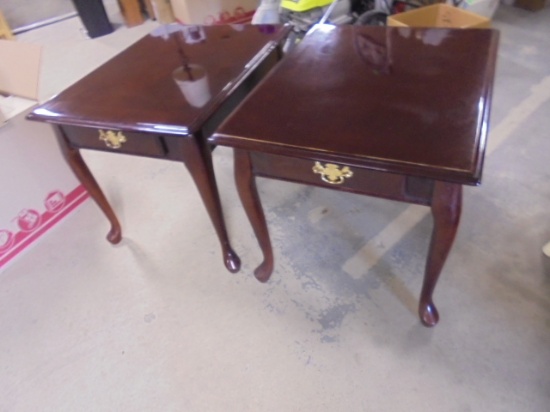 2 Matching Beautiful Cherry End Tables w/ Drawer