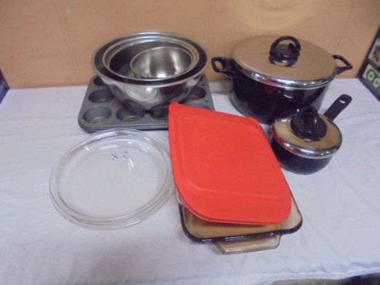 T-Fal Dutch Oven & Saucepan/Glass Bakerware/Stainless Mixing Bowls & More