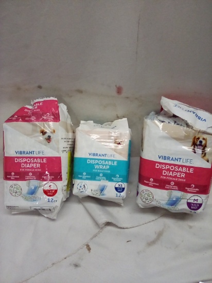 QTY 3 packages of male/ female pet diapers
