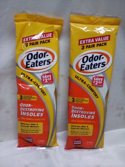 Odor-Eaters Odor Destroying Insoles. Qty 2- 3 Packs.