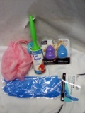 QTY 1 Lint Roller, Makeup Blender, Chiffon Bath Sponge, 12 pack Gloves
