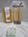 Bamboo Skewers, Oil/Condiment Dispensers, & Mini Cutting Board.