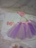 QTY 1 Tutu onsie set pink and purple, size 12-18mos