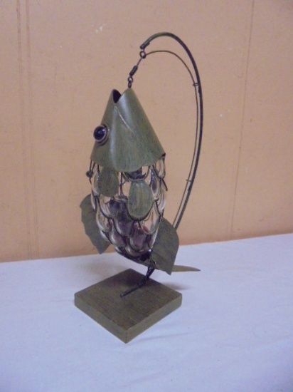 Metal & Glass Fish on Rod Décor Piece