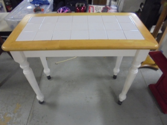 Rolling Tile Top Kitchen Island