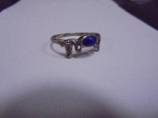Vintage Ladies Sterling Silver & Sapphire Ring