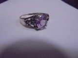 Vintage Ladies Sterling Silver & Amethyst Ring