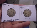 1903 & 1910 Silver Barber Quarters