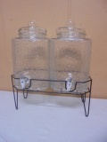 (2) 1:5 Gallon Glass Drink Dispensers on Iron Stand