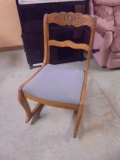 Antique Wooden Rocking Chair w/ Upholstered Seat