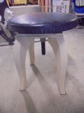 Vintage Painted 4 Legged Wooden ScrewType Piano Stool