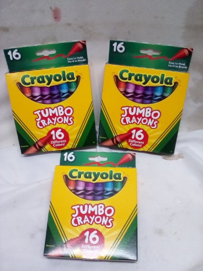 Crayola 16 Count Jumbo Crayons. Qty 3.