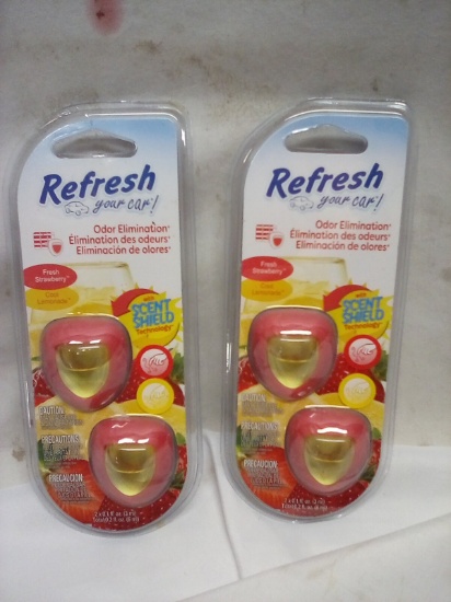 Refresh Air Fresheners. Qty 2- 2 Packs. Strawberry & Lemonade.