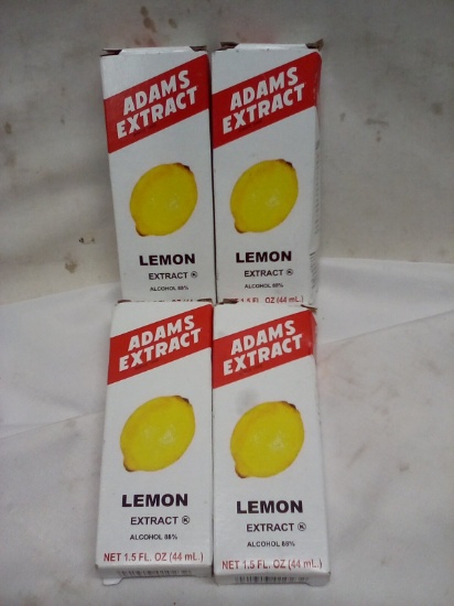 Adam’s Extract Lemon Extract. Qty 4- 1.5 fl oz Bottles.