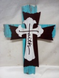 QTY 1 Faith Cross, brown and teal