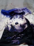 Purple/White/Black Wolf Hooded Sweatshirt Size 2xl