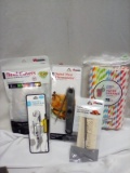 QTY 1 each, Turkey kit,Meat thermometer,straws,bowl covers,corkscrew