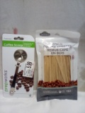 QTY 1 Coffee Scoop, QTY 1 wooden coffee stirrers